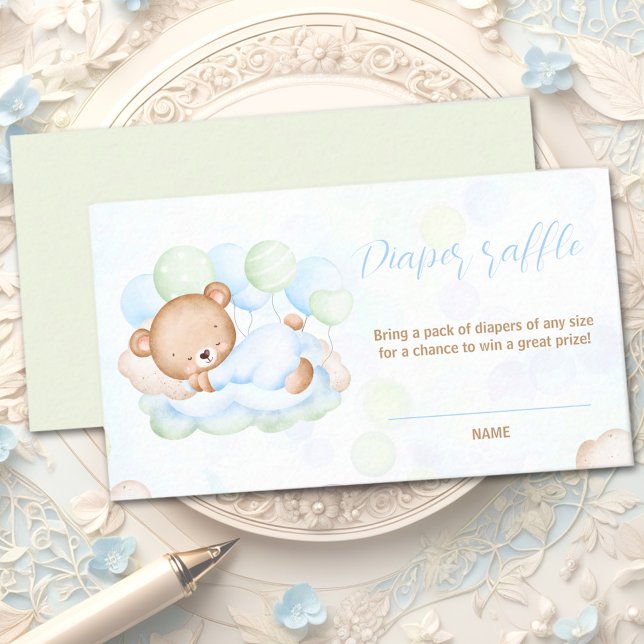 Carte D'accompagnement Baby shower d'attente rapide Oh garçon Déchets Car (Bearly Wait Baby Shower Oh Boy Diaper Raffle Card)