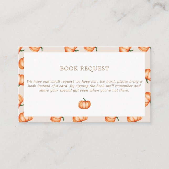 Carte D'accompagnement Baby shower d'automne citrouille Motif | Demande d (Devant)