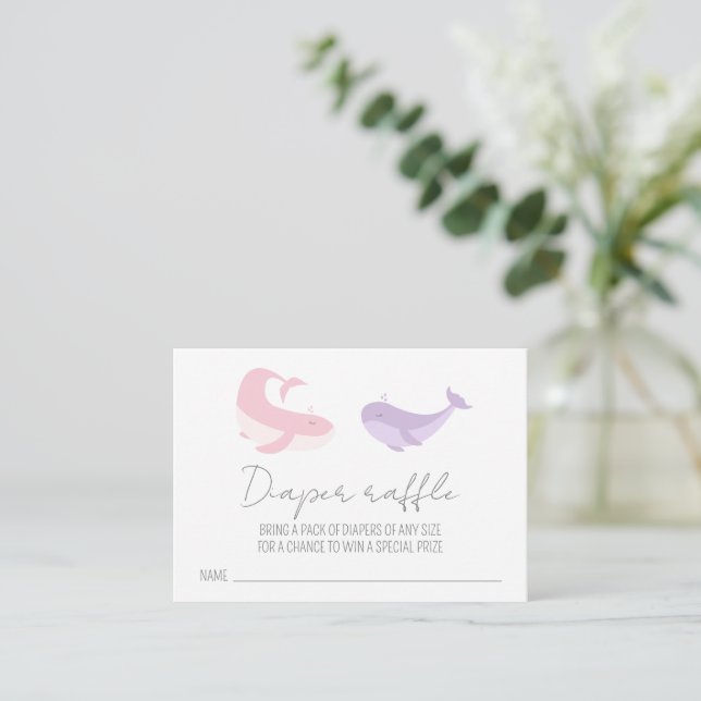 Carte D'accompagnement Baby shower de baleine rose Lilac Raffin (Debout devant)