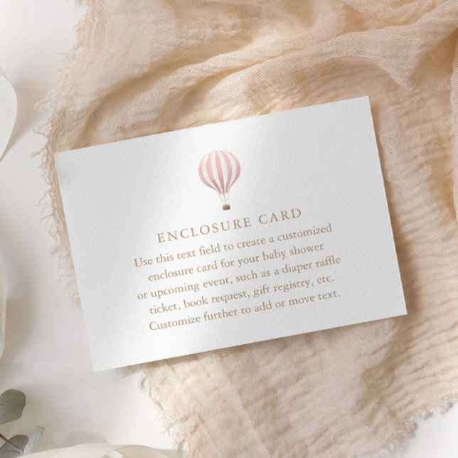 Carte D'accompagnement Baby shower de ballon à air chaud rose (Créateur téléchargé)