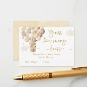 Carte D'accompagnement Baby shower de ballon d'ours en peluche d'or Devin
