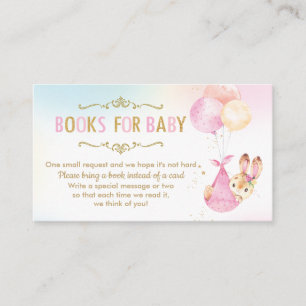 Carte D'accompagnement Baby shower de ballons de lapin Apportez un livre 