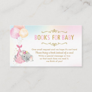 Carte D'accompagnement Baby shower de ballons éléphants Apportez un livre