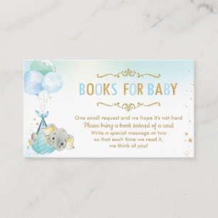 Carte D'accompagnement Baby shower de ballons éléphants Apportez un livre