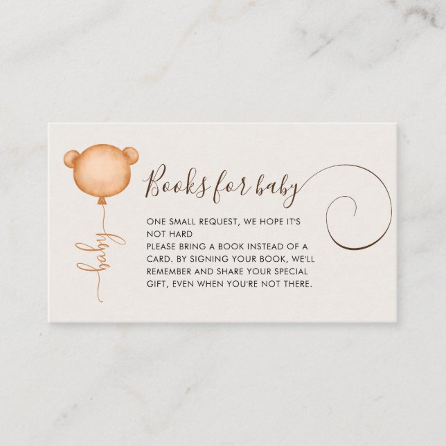 Carte D'accompagnement Baby shower de Balloon de demande de livre neutre  (Devant)