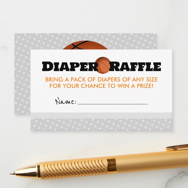 Carte D'accompagnement Baby shower de basket-ball Refus de couche Inserti (Basketball Baby Shower Diaper Raffle)