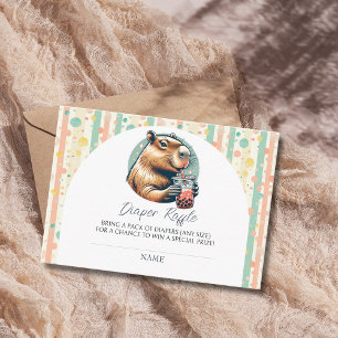 Carte D'accompagnement Baby Shower de Bébé Capybara Drôle Rayé Tirage au 