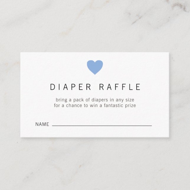 Carte D'accompagnement Baby shower de billet Blue Heart Boy Diaper Raffle (Devant)