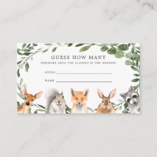 Carte D'accompagnement Baby shower de bois animaux Devinez combien de car