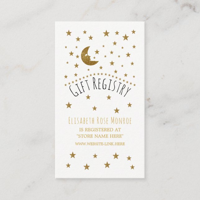 Carte D'accompagnement Baby shower de cadeaux Gold Moon & Stars (Devant)