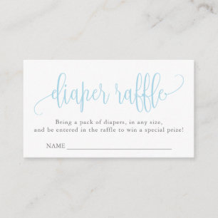 Carte D'accompagnement Baby shower de calligraphie Raffle de couche, Bleu