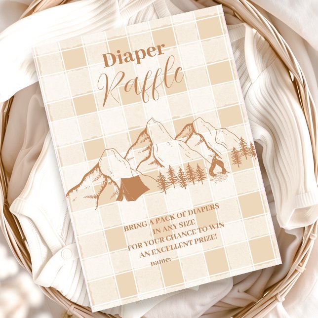 Carte D'accompagnement Baby shower de camping neutre Diapper Raffle (Créateur téléchargé)