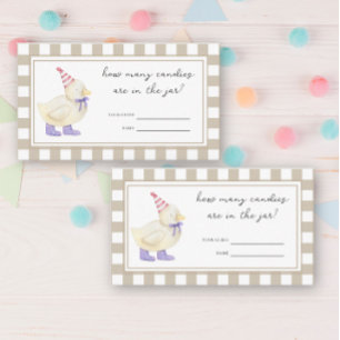 Carte D'accompagnement Baby shower de canard - devinez combien de bonbons