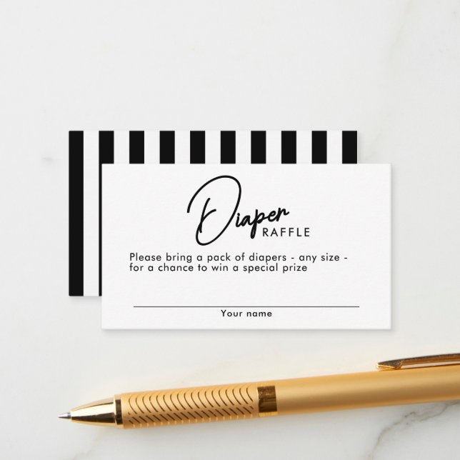 Carte D'accompagnement Baby shower de carafe à rayures noir et blanc (Devant/Arrière en situation)