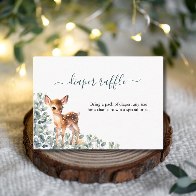 Carte D'accompagnement Baby shower de carafe de Deer Eucalyptus (Deer Eucalyptus Greenery Baby Shower Diaper Raffle Enclosure Card)