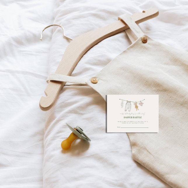 Carte D'accompagnement Baby shower de carafe de la couche de saumons vert (Sage Green Boho Diaper Raffle Baby Shower Enclosure Card)