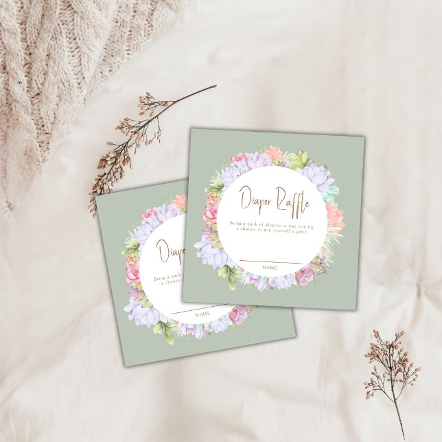 Carte D'accompagnement Baby shower de carafe du désert de Boho Cactus (Boho Cactus Desert Diaper Raffle Baby Shower Enclosure Card)