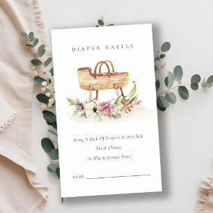 Carte D'accompagnement Baby shower de carafe rose floral Bassinet