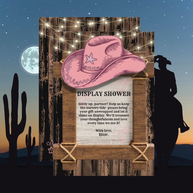 Carte D'accompagnement Baby shower de Casquette Russe Rose Cowgirl (Créateur téléchargé)