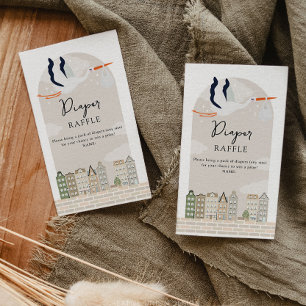 Carte D'accompagnement Baby shower de chaudière de cigogne Raffle