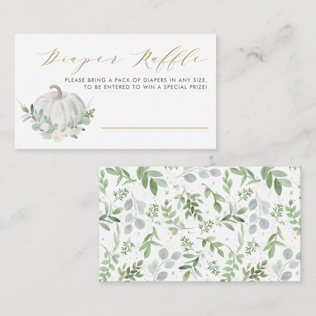 Carte D'accompagnement Baby shower de chute Citrouille blanc Jeu de cheva (Devant / Derrière)