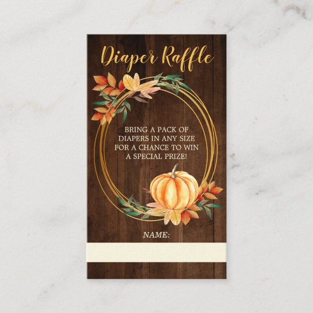 Carte D'accompagnement Baby shower de chute Citrouille orange bois Déchet (Devant)