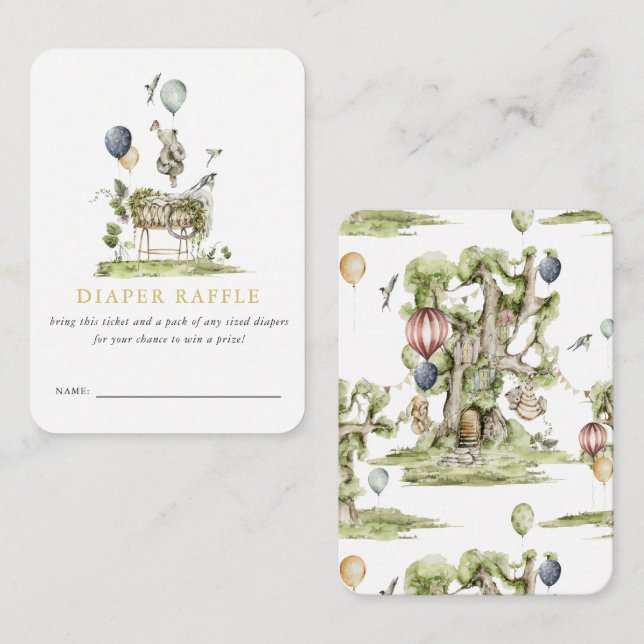 Carte D'accompagnement Baby shower de cirque Woodland | Fromage de couche (Devant / Derrière)