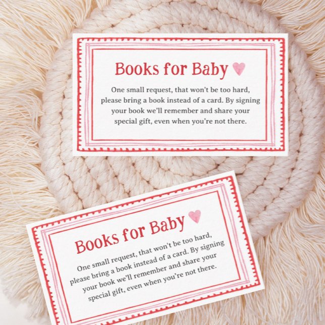 Carte D'accompagnement Baby shower de coeur rose Livres pour bébé (Créateur téléchargé)