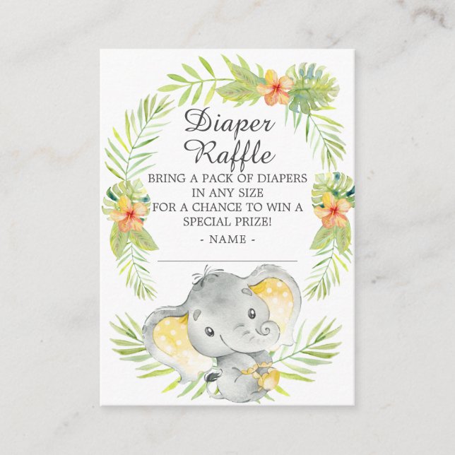 Carte D'accompagnement Baby shower de couche de la Jungle neutre Raffle (Devant)