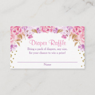 Carte D'accompagnement Baby shower de couche en or rose violet fille tira