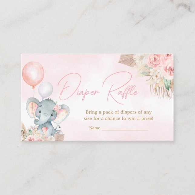Carte D'accompagnement Baby shower de couches de ballons roses Raffle (Devant)