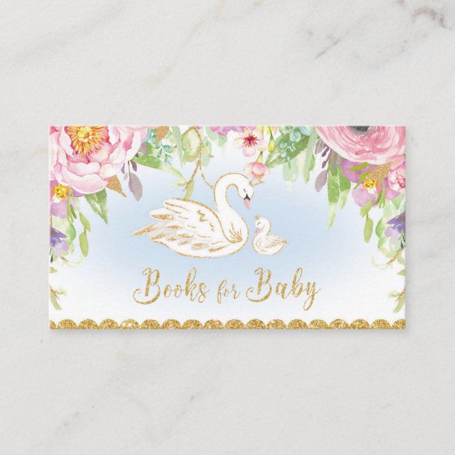 Carte D'accompagnement Baby shower de cygne Apportez un livre pour bébé (Devant)