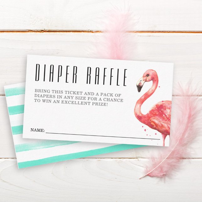 Carte D'accompagnement Baby shower de  de  de couches de Flamant rose (Watercolor pink flamingo diaper raffle)