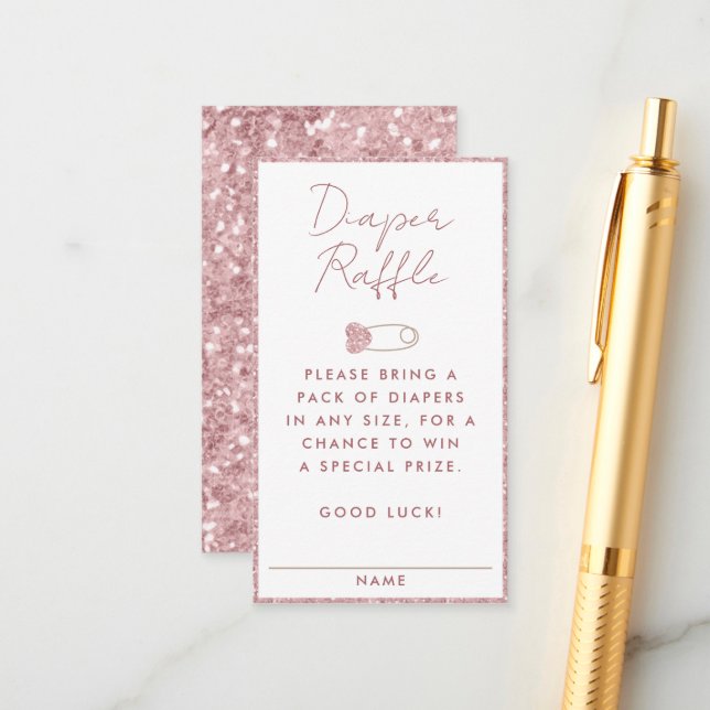 Carte D'accompagnement Baby shower de  de Parties scintillant rose (Devant/Arrière en situation)