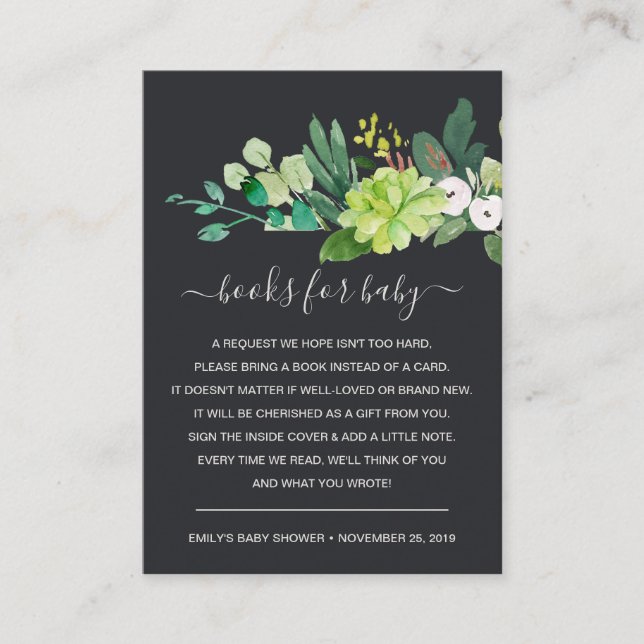 CARTE D'ACCOMPAGNEMENT BABY SHOWER DE DEMANDE DE COULEUR D'EAU FOLIAGE SU (Devant)