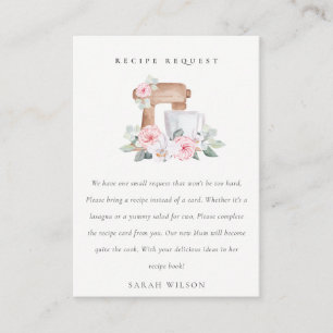 Carte D'accompagnement Baby shower de demande de recette florale Blush Ca