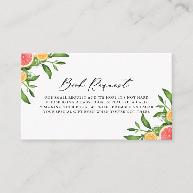 Carte D'accompagnement Baby shower de demande de réservation d'oranges et (Devant)