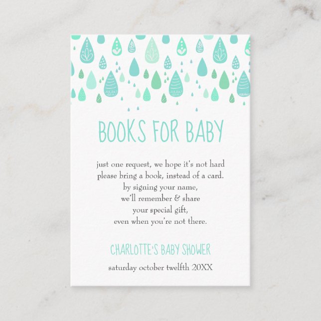 Carte D'accompagnement Baby shower de demande de réservation Mint Green R (Devant)