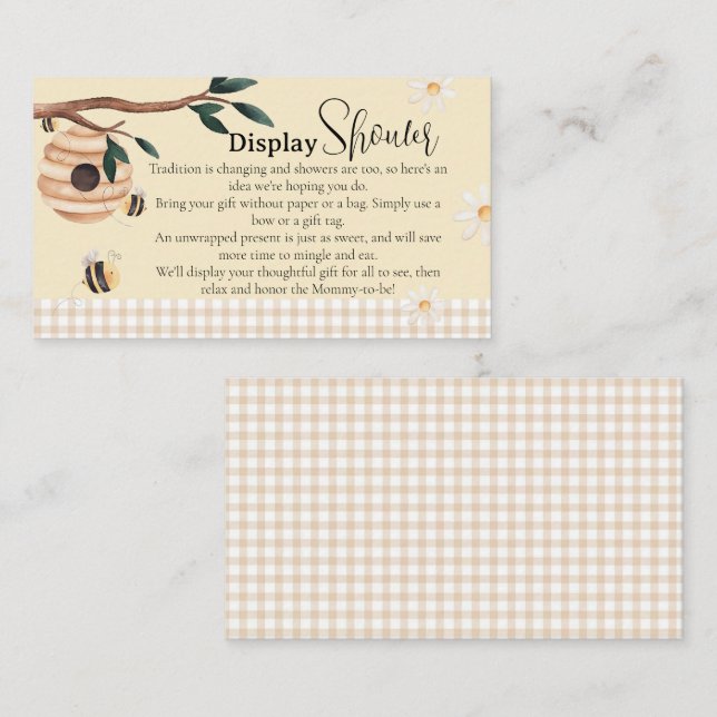 Carte D'accompagnement Baby shower de douche d'affichage d'abeille miel (Devant / Derrière)