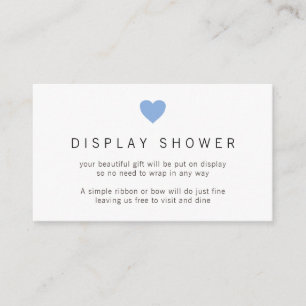 Carte D'accompagnement Baby shower de douche simple Blue Heart Boy
