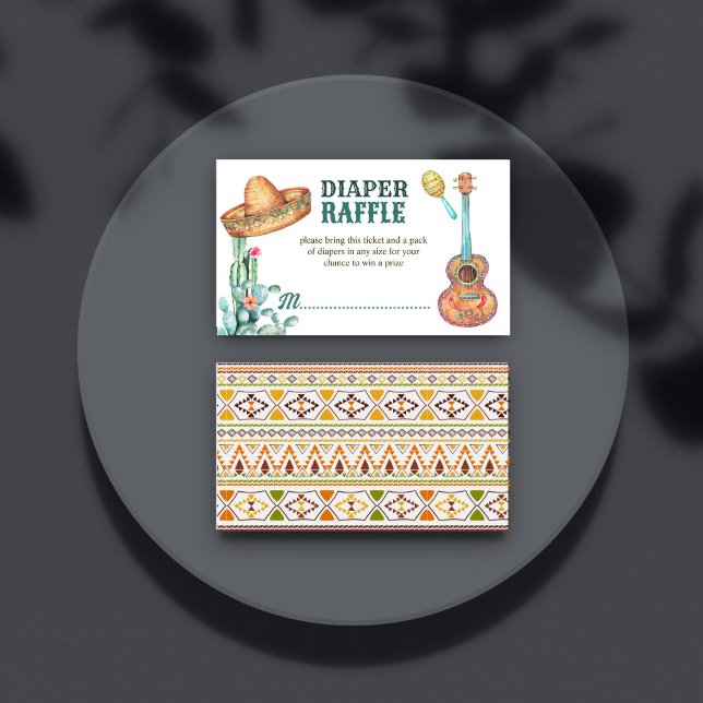 Carte D'accompagnement Baby shower de festa mexicain tombole (Mexican fiesta baby shower diaper raffle enclosure card little muchcho baby shower raffle card)