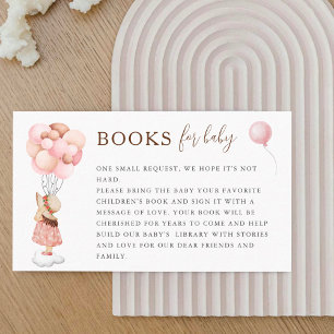 Carte D'accompagnement Baby shower de fille avec livre de ballons pour bé