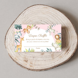 Carte D'accompagnement Baby shower de fille boho safari animaux tombole