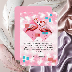 Carte D'accompagnement Baby shower de Flamant rose moderne géométrique