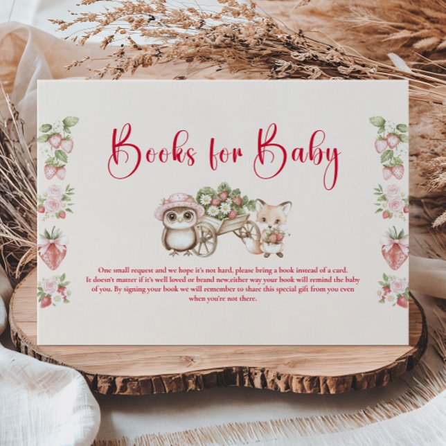 Carte D'accompagnement Baby shower de fraises Woodland Livres pour bébé (Créateur téléchargé)