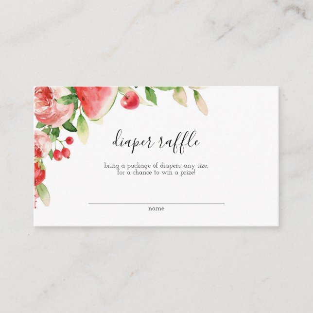 Carte D'accompagnement Baby shower de fruits verdoyant d'été Raffle de co (Devant)