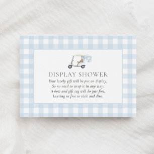 Carte D'accompagnement Baby shower de golf Blue En vichy avec douche