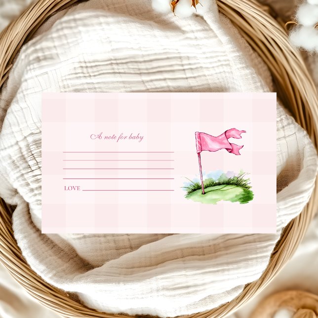Carte D'accompagnement Baby shower de golf de fille rose Note pour bébé (Créateur téléchargé)