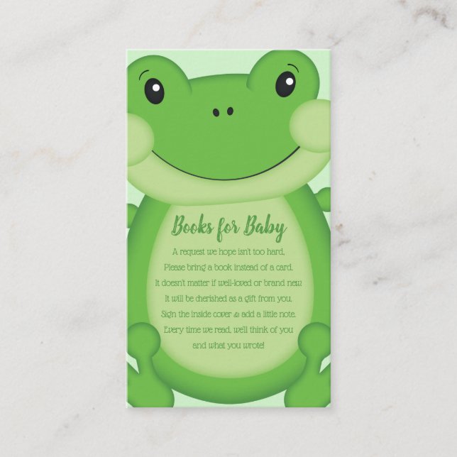 Carte D'accompagnement Baby shower de grenouille vert (Devant)