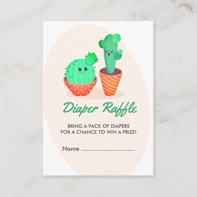 Carte D'accompagnement Baby shower de jauge de couches de cactus mignonne (Devant)